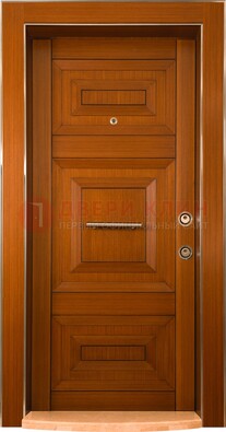 Коричневая входная дверь c МДФ панелью ЧД-10 в частный дом в Луге