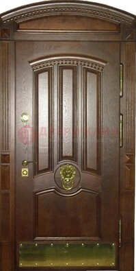 Хорошая стальная арочная дверь с декоративным элементом ДА-23 в Уфе