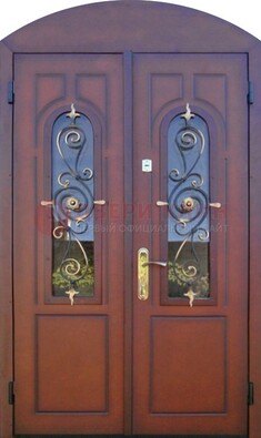 Двухстворчатая стальная дверь Винорит в форме арки ДА-55 в Луге