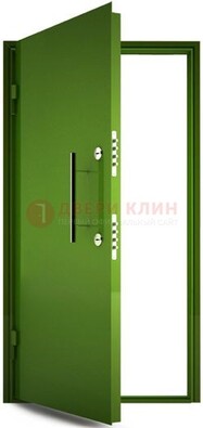 Зеленая металлическая бронированная дверь ДБ-8 в Выборге