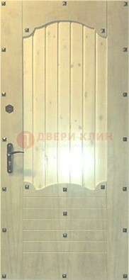 Белая железная дверь с евровагонкой ДЕ-9 в Выборге