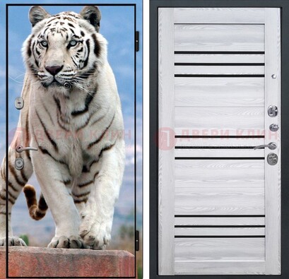 Стальная дверь с фотопечатью тигра ДФ-12 в Луге