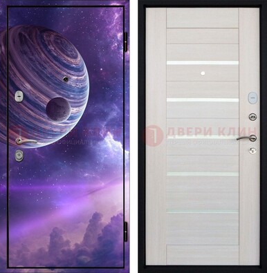 Стальная дверь с фотопечатью планеты ДФ-19 в Луге