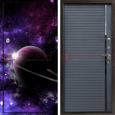 Черная металлическая дверь с фотопечатью ДФ-20 в Луге