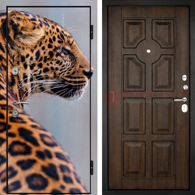 Металлическая дверь с фотопечатью леопарда ДФ-26 в Луге