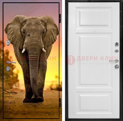 Металлическая дверь с фотопечатью слона ДФ-30 в Лыткарино