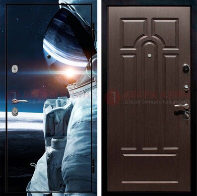 Синяя стальная дверь с фотопечатью ДФ-4 в Луге