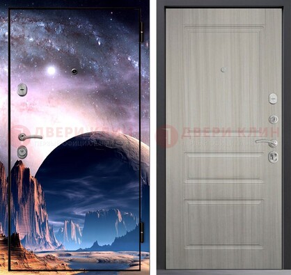 Железная дверь с фотопечатью космоса и планеты ДФ-50 в Луге
