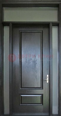 Черная металлическая дверь с фрамугами и стеклом ДФГ-24 в Луге