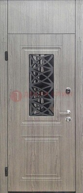Металлическая дверь Винорит стекло и ковка с фрамугой ДФГ-33 в Луге