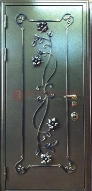 Железная дверь с ковкой с порошковым напылением ДК-15 в дом в Луге