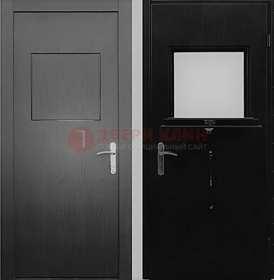 Черная стальная дверь в кассу ламинат внутри ДКС-3 в Луге