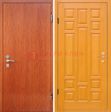 Оранжевая входная дверь с ламинатом МДФ внутри ДЛ-21 в Луге
