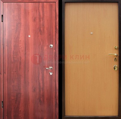Красная железная дверь с ламинатом ДЛ-3 в Луге