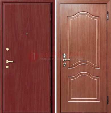 Красная металлическая дверь с ламинатом МДФ внутри ДЛ-8 в Луге