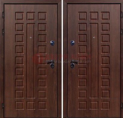 Коричневая железная дверь с МДФ снаружи ДМ-113 в Ярославле