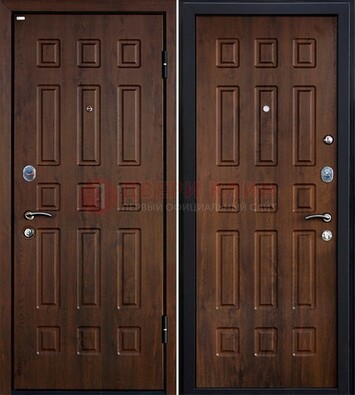 Коричневая металлическая дверь с МДФ ДМ-156 для квартиры в Луге