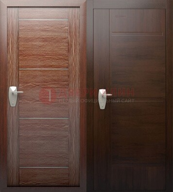 Коричневая железная дверь с МДФ ДМ-165 в каркасный дом в Луге