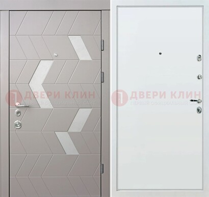 Светлая металлическая дверь с терморазрывом и МДФ панелью ДМ-190 в Серпухове