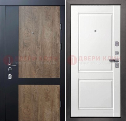 Черно-коричневая входная дверь с терморазрывом и МДФ ДМ-192 в Серпухове