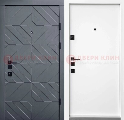 Темная уличная дверь с филенчатой МДФ внутри ДМ-205 в Луге