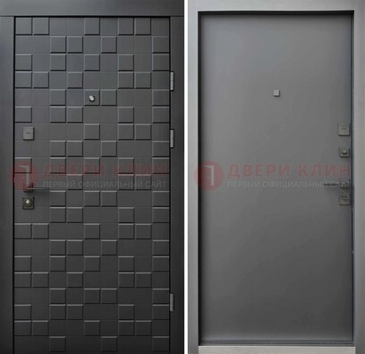 Темная стальная филенчатая дверь с МДФ ДМ-221 в Луге