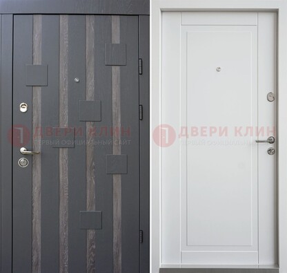 Черная металлическая дверь c МДФ и стеклом ДМ-231 в Луге