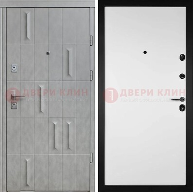 Стальная дверь Темный орех с фрезерованной МДФ Белый ясень ДМ-280 в Луге