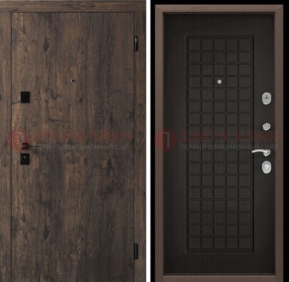 Металлическая коричневая дверь с МДФ Капучино внутри ДМ-286 в Луге