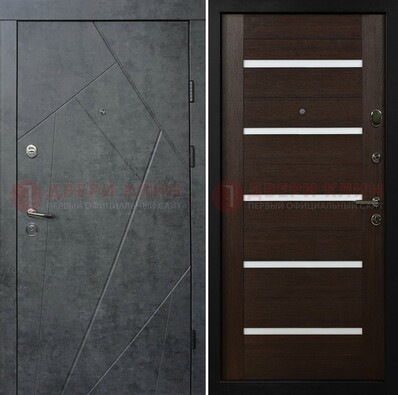 Металлическая коричневая дверь с филенчатой МДФ внутри ДМ-289 в Луге