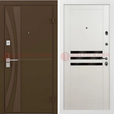 Темная стальная коричневая дверь с МДФ панелями ДМ-293 в Луге