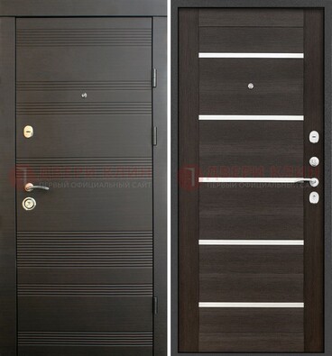 Металлическая входная дверь Темный орех с МДФ Шоколад со стелеком ДМ-301 в Луге