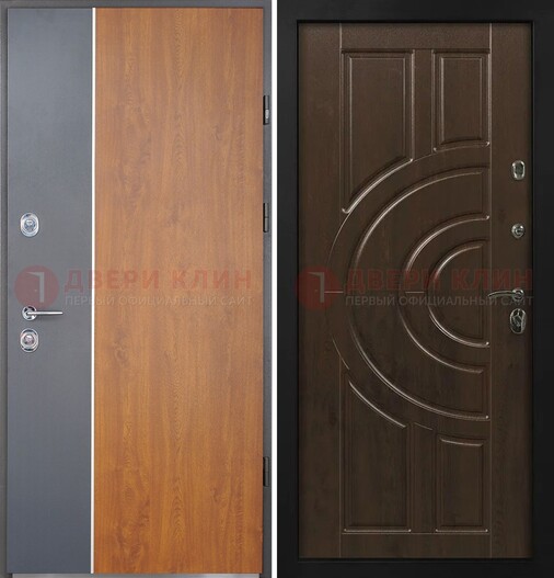 Стальная серая с коричневым дверь МДФ ДМ-331