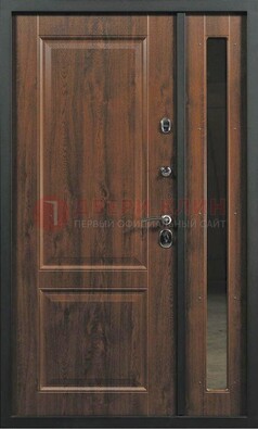 Темная железная дверь с панелью МДФ с зеркалом ДМ-338 в Луге