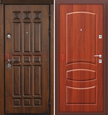 Темная металлическая дверь с МДФ и узором ДМ-364 в Луге