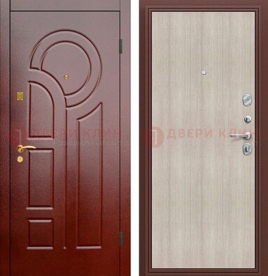 Красная металлическая дверь с МДФ панелями ДМ-368 в Луге