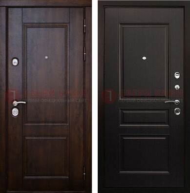 Классическая железная дверь с темными МДФ панелями ДМ-390 в Луге