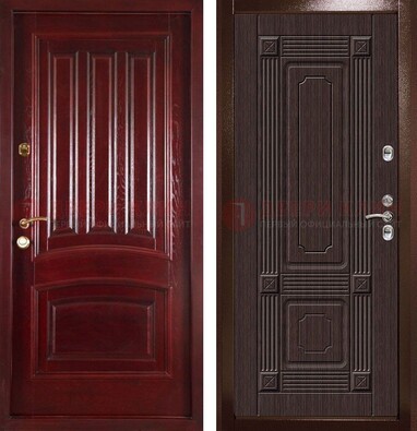 Красная стальная дверь с филенчатой МДФ ДМ-398 в Луге