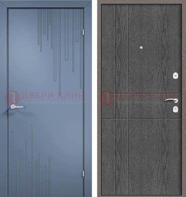 Синяя металлическая дверь МДФ в квартиру ДМ-434 в Луге