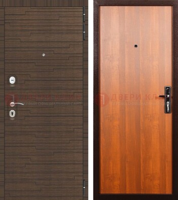 Коричневая стальная дверь с двумя МДФ ДМ-457 в Краснодаре