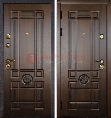 Квартирная коричневая железная дверь с МДФ ДМ-45 в Дмитрове