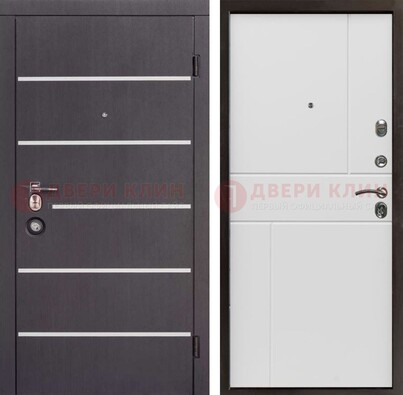 Темная стальная дверь с белыми вставками с МДФ ДМ-482 в Луге