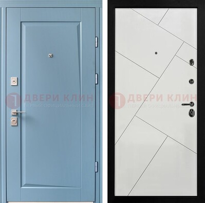 Синяя железная дверь с МДФ панелями ДМ-491 в Луге