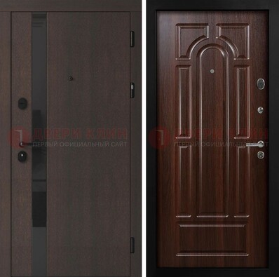 Темная входная дверь с МДФ панелями в квартиру ДМ-499 в Луге