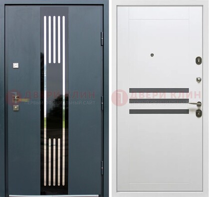 Темная квартирная дверь с разными МДФ ДМ-504 в Луге