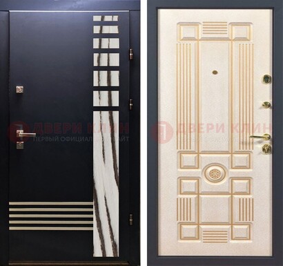 Черная железная дверь с МДФ панелями ДМ-510 в Луге