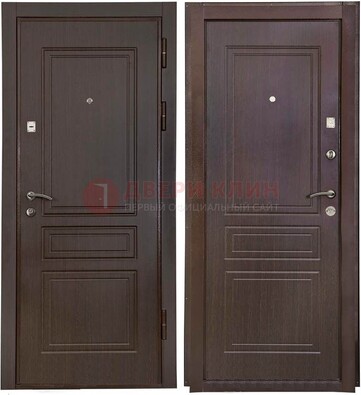 Антивандальная коричневая железная дверь с МДФ ДМ-61 в Луге