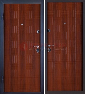 Коричневая стальная дверь с МДФ ДМ-81 для частного дома в Луге