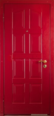 Красная стальная дверь с МДФ с рисунком ДМ-94 в квартиру в Луге