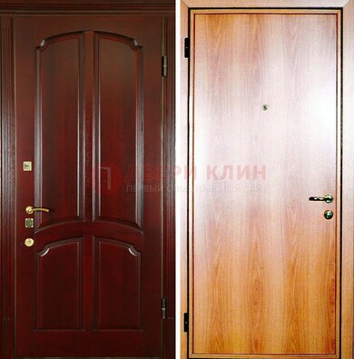 Темная железная дверь с массивом дуба ДМД-13 в Сочи
